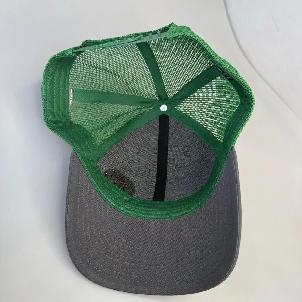 Richardson 112 Trucker Hat Leaf Logo Leather Patch Charcoal Green Snapback NEW